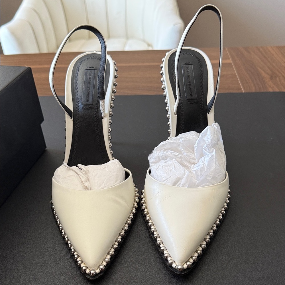 Alexander Wang White Studded Slingback Heels
